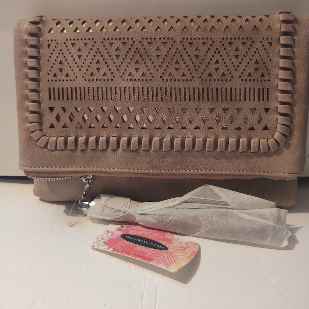 Chinese Laundry Foldover Clutch W/Chain Strap
